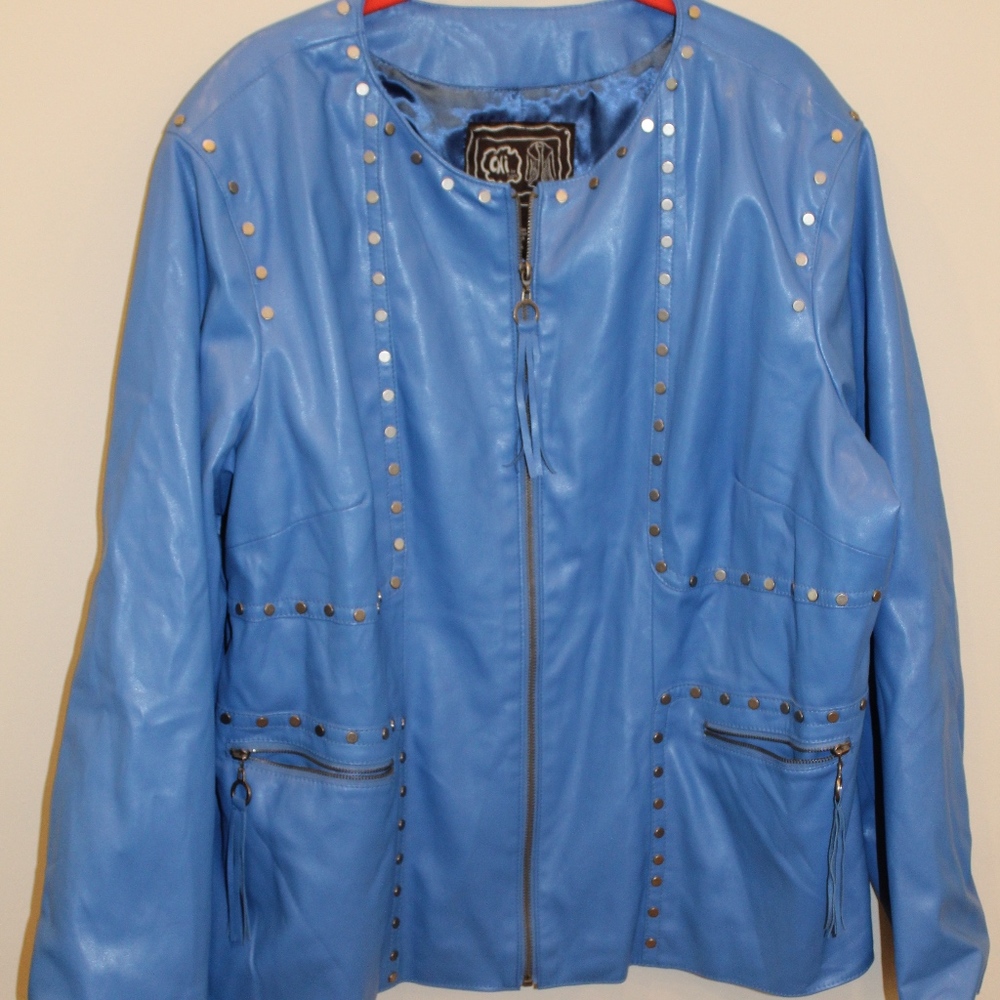 Women's Chi by Falchi Blue Leather Jacket